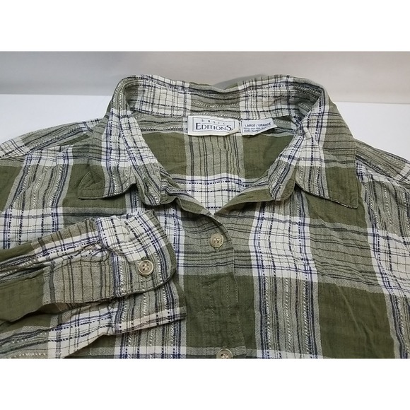 Basic Editions Tops - Basic Editions Womans Large Plaid Long Sleeve Button Up Shirt